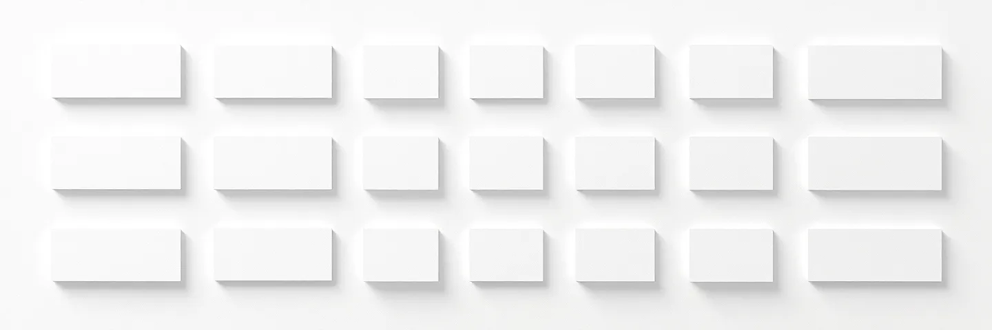 Grid of nineteen monochrome sticker tiles representing an abstract citation index with three coral accents